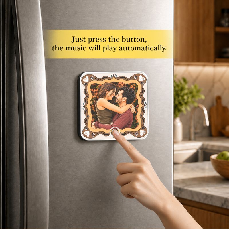 Personalized Musical Fridge Magnet Custom with Photo & Any Song Anniversary & Birthday Gift for Girlfriend, Boyfriend, Husband & Wife Playable Song Magnet